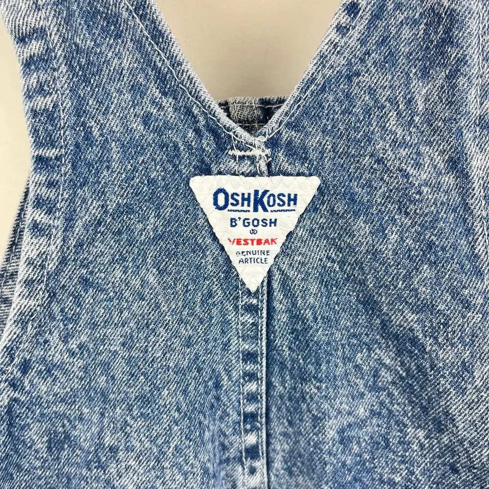Vintage OshKosh B'gosh Acid Wash Denim Smiley Shortalls 4T USA